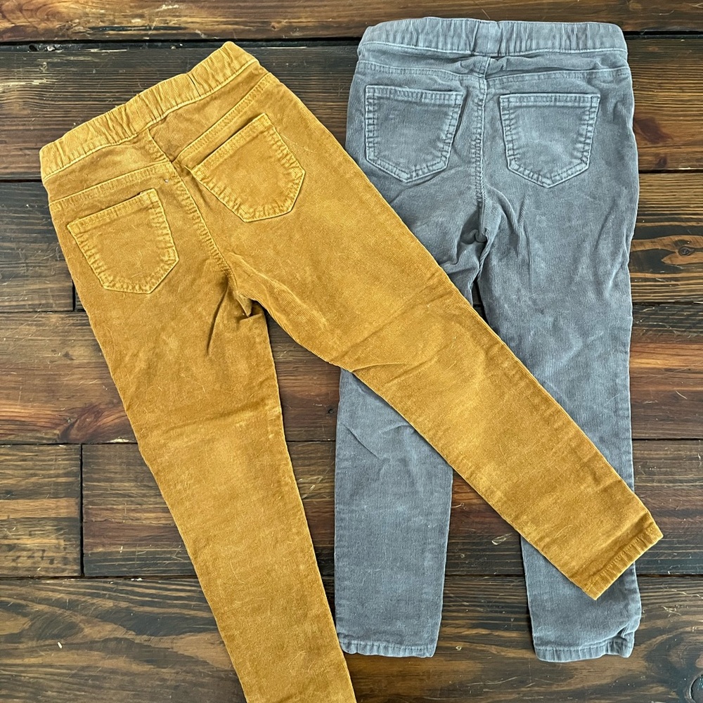 H&M Kids Corduroy Leggings - Mustard and Gray 5T